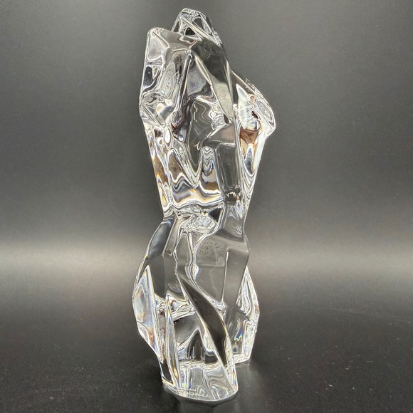 Daum Crystal Athena Torso Sculpture Faceted Modernist Art Glass Paperweight - Picture 6 of 11